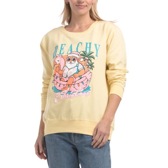 PACIFIC & CO Soft Yellow Beachy Christmas Crew Neck Sweatshirt - Picture 1 of 2